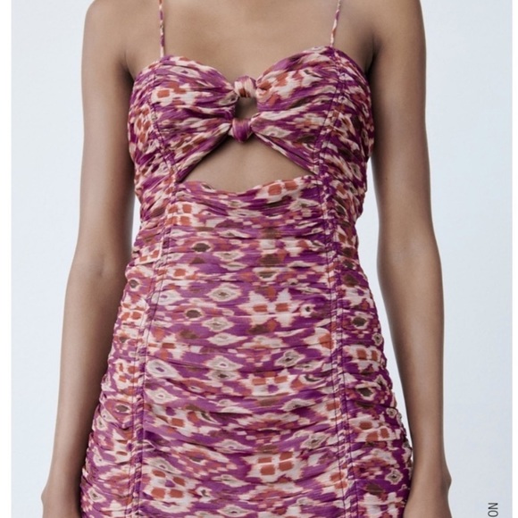 Printed Dress with Draping - Picture 2 of 6